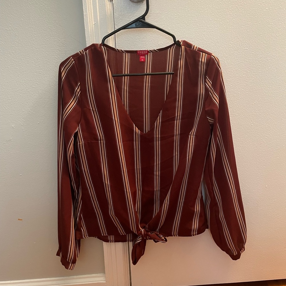 Guess XS Front Tie Striped Lightweight Top